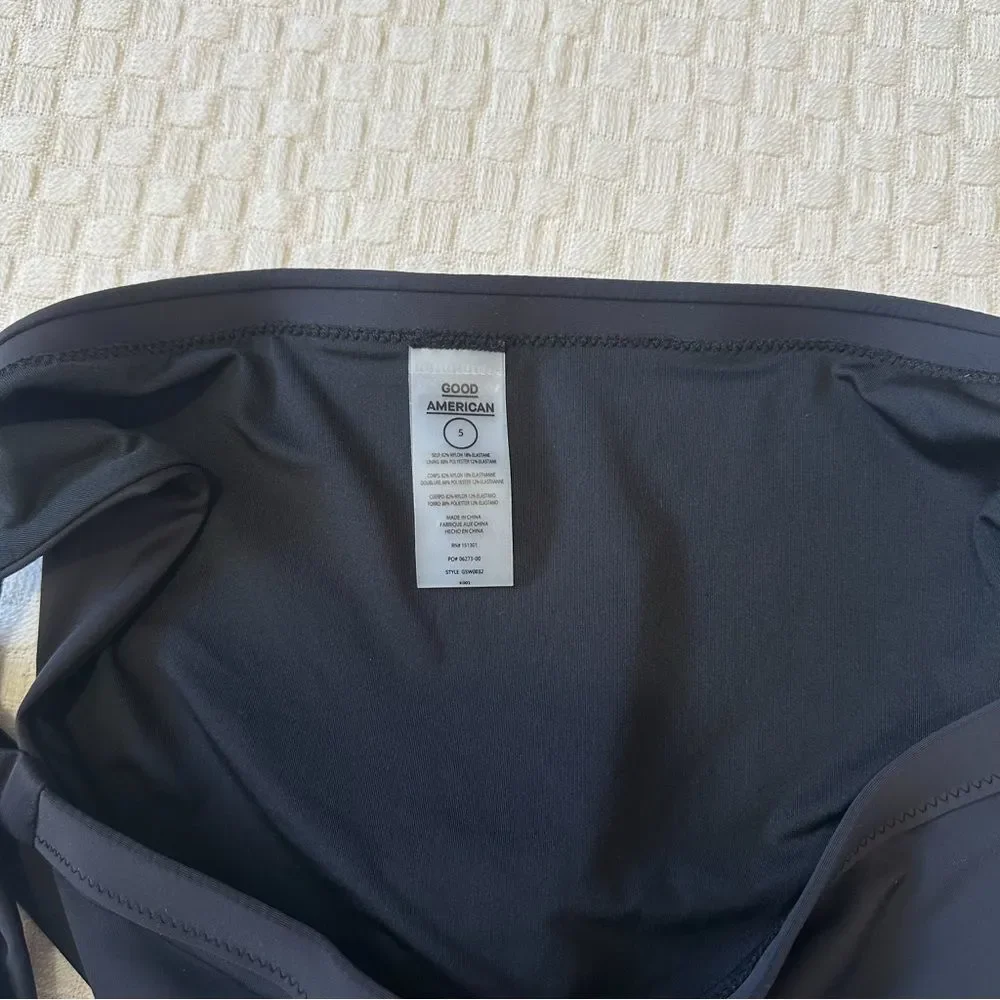 NWT Good American Size 2XL Black Hip Hug Ties at Side Bottom Bikini